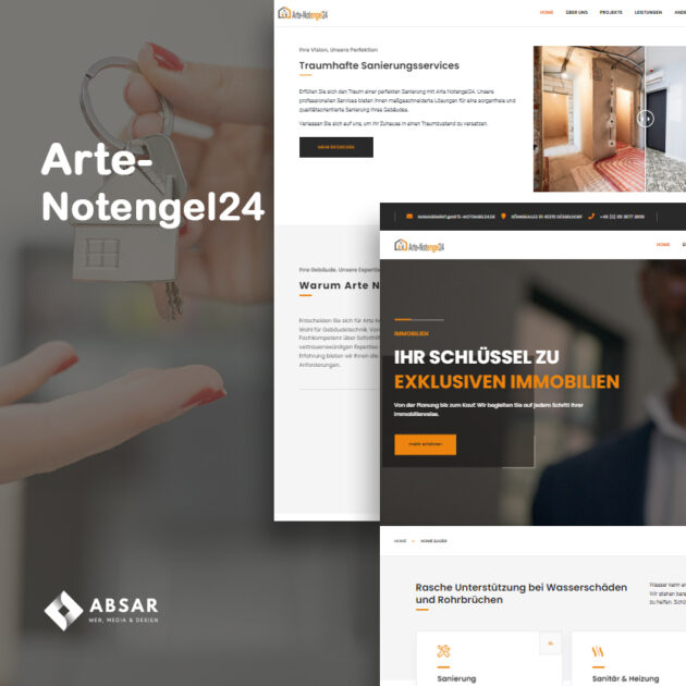 Artenotengel24 Webdesign, Medien und Design-Lösungen von Absar Webagentur bieten erstklassige Möglichkeiten, Ihr Unternehmen im digitalen Raum herausragend zu präsentieren.