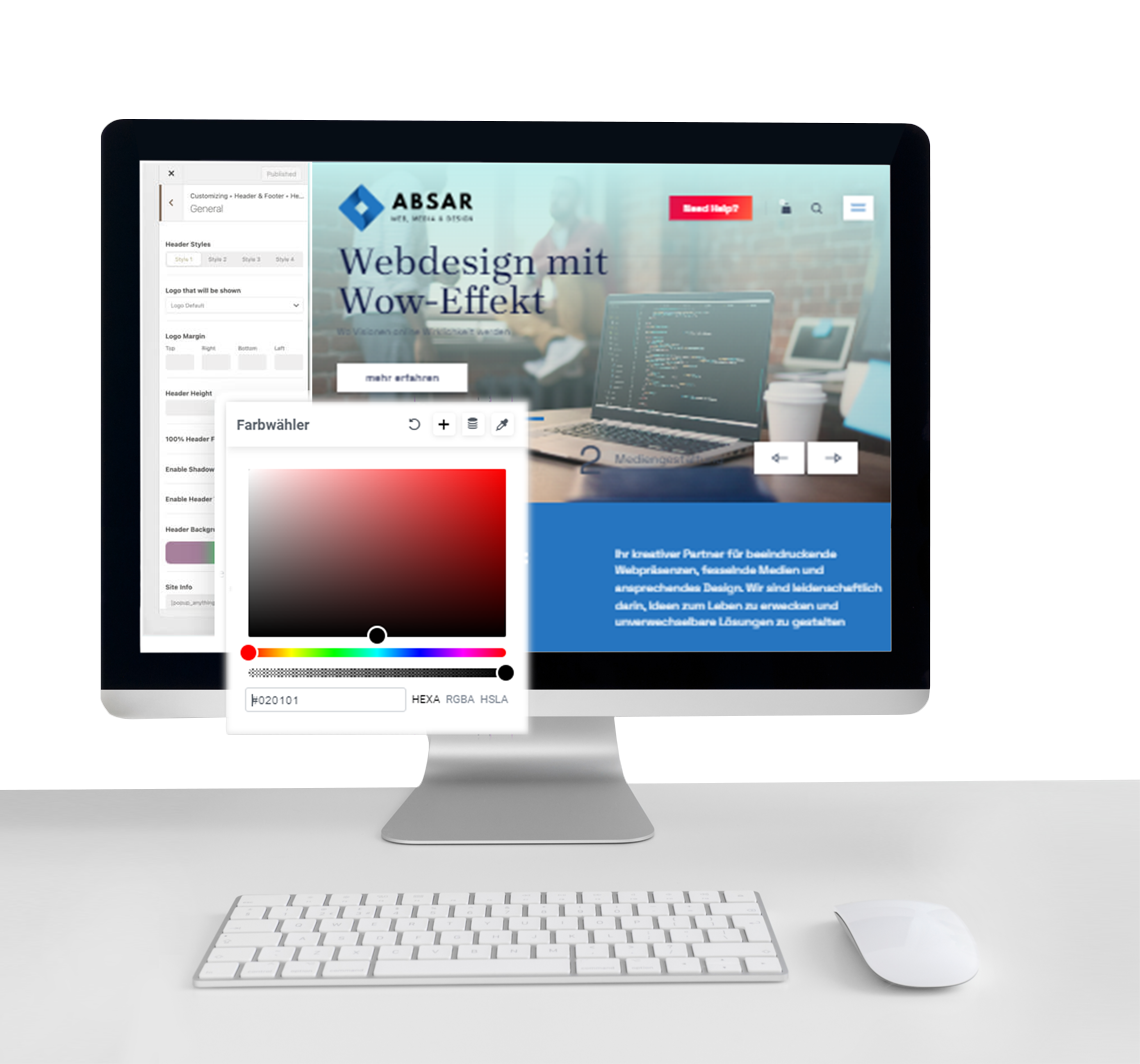 Webdesign, Medien und Design-Lösungen von Absar Webagentur bieten erstklassige Möglichkeiten, Ihr Unternehmen im digitalen Raum herausragend zu präsentieren.